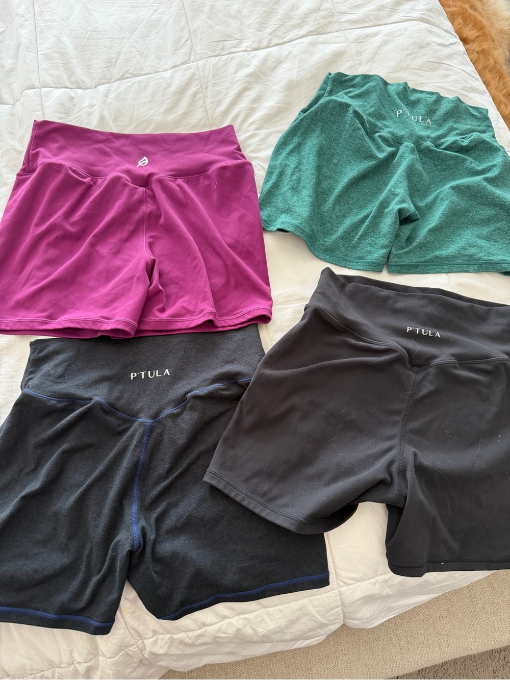 P'tula Women's Athletic Shorts Bundle - Magenta, Teal, Black